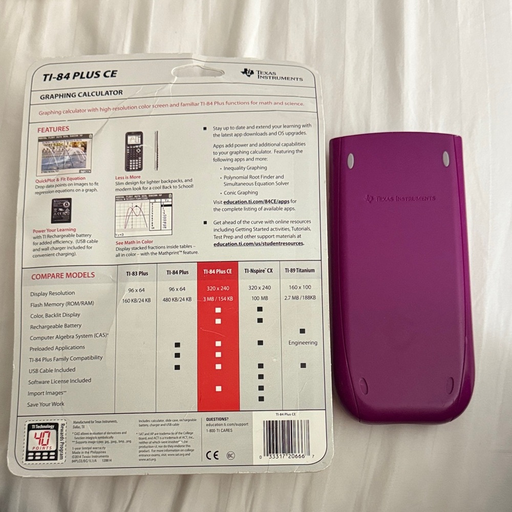 Texas Instruments TI-84 Plus CE Graphing Calculator - Magenta - Picture 2 of 2